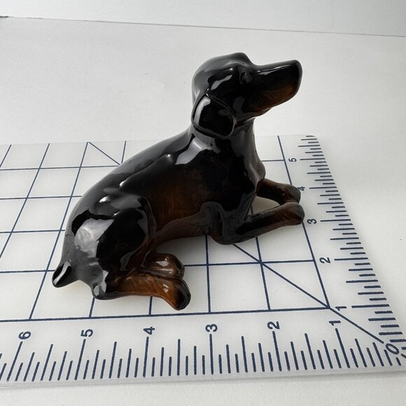 Black Brown Labrador Dog Waiting Laying Down Ceramic Figurine Decor Vintage - Picture 9 of 9